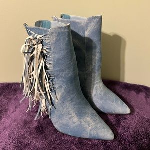These are Light Blue Denim Booties